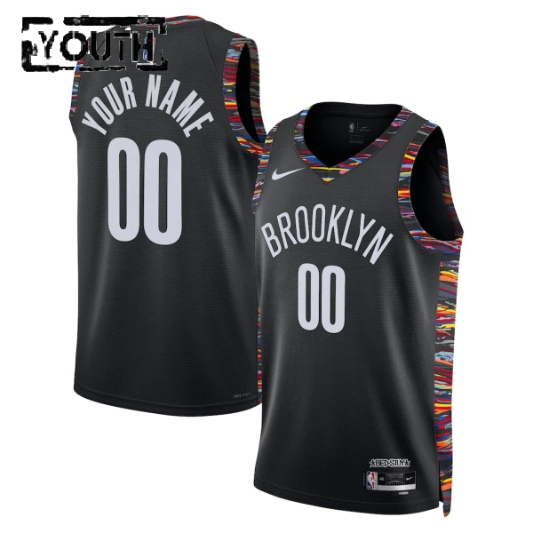 Nike Brooklyn Nets Personoitava Lasten Pelipaita City Edition 2025-26 Swingman Musta