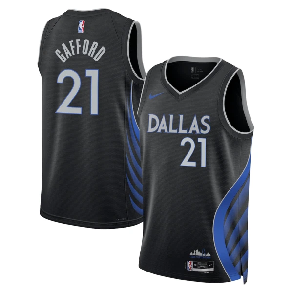 Nike Dallas Mavericks Daniel Gafford Miesten Pelipaita City Edition 2025-26 Swingman Musta