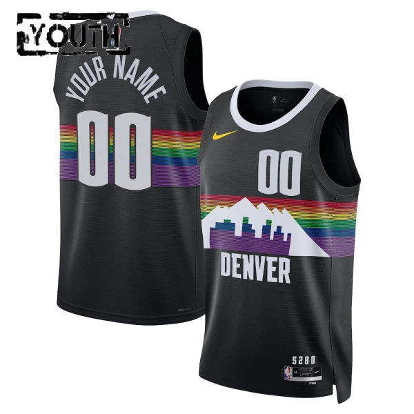 Nike Denver Nuggets Personoitava Lasten Pelipaita City Edition 2025-26 Swingman Musta