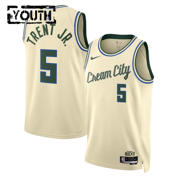 Nike Milwaukee Bucks Gary Trent JR Lasten Pelipaita City Edition 2025-26 Swingman Valkoinen