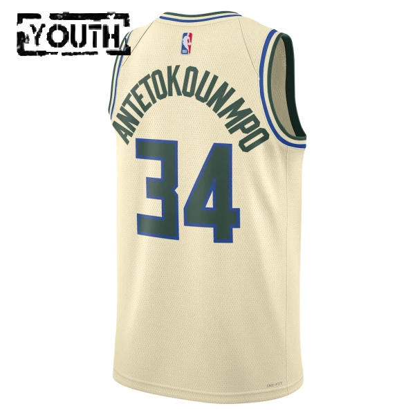 Nike Milwaukee Bucks Giannis Antetokounmpo Lasten Pelipaita City Edition 2025-26 Swingman Valkoinen