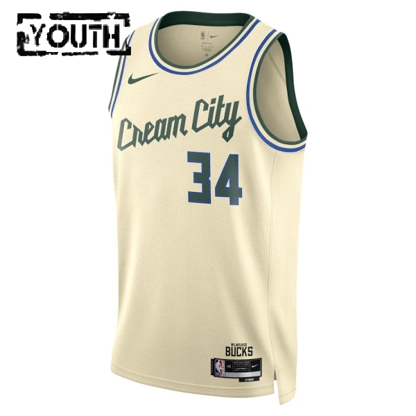 Nike Milwaukee Bucks Giannis Antetokounmpo Lasten Pelipaita City Edition 2025-26 Swingman Valkoinen