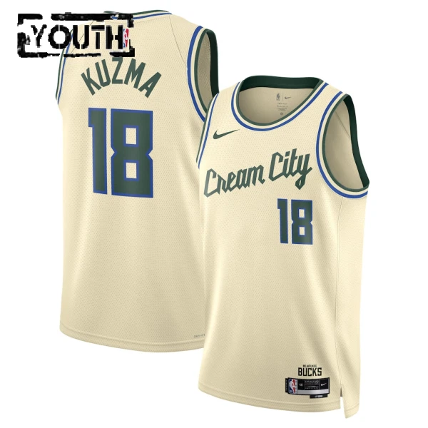Nike Milwaukee Bucks Kyle Kuzma Lasten Pelipaita City Edition 2025-26 Swingman Valkoinen Nike Milwaukee Bucks Kyle Kuzma Lasten Pelipaita City Edition 2025-26 Swingman Valkoinen