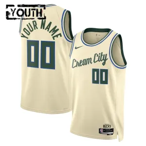 Nike Milwaukee Bucks Personoitava Lasten Pelipaita City Edition 2025-26 Swingman Valkoinen