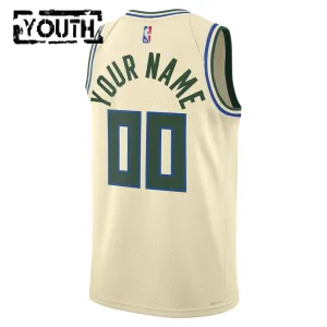 Nike Milwaukee Bucks Personoitava Lasten Pelipaita City Edition 2025-26 Swingman Valkoinen