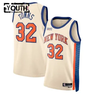 Nike New York Knicks Karl Anthony Towns Lasten Pelipaita City Edition 2025-26 Swingman Valkoinen