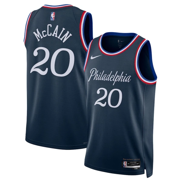 Nike Philadelphia 76ers Jared Mccain Miesten Pelipaita City Edition 2025-26 Swingman Laivasto Nike Philadelphia 76ers Jared Mccain Miesten Pelipaita City Edition 2025-26 Swingman Laivasto