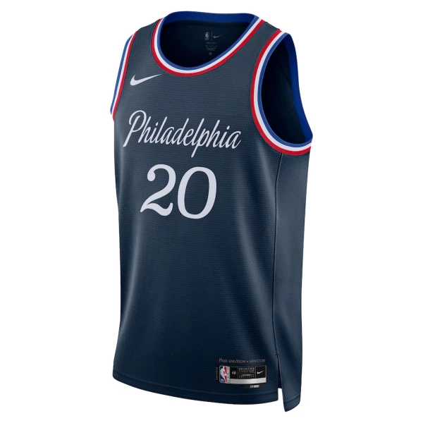 Nike Philadelphia 76ers Jared Mccain Miesten Pelipaita City Edition 2025-26 Swingman Laivasto