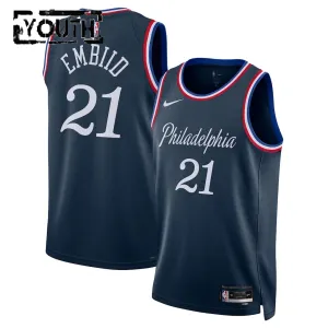 Nike Philadelphia 76ers Joel Embiid Lasten Pelipaita City Edition 2025-26 Swingman Laivasto