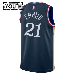 Nike Philadelphia 76ers Joel Embiid Lasten Pelipaita City Edition 2025-26 Swingman Laivasto
