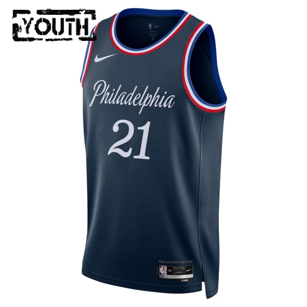 Nike Philadelphia 76ers Joel Embiid Lasten Pelipaita City Edition 2025-26 Swingman Laivasto