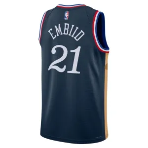 Nike Philadelphia 76ers Joel Embiid Miesten Pelipaita City Edition 2025-26 Swingman Laivasto