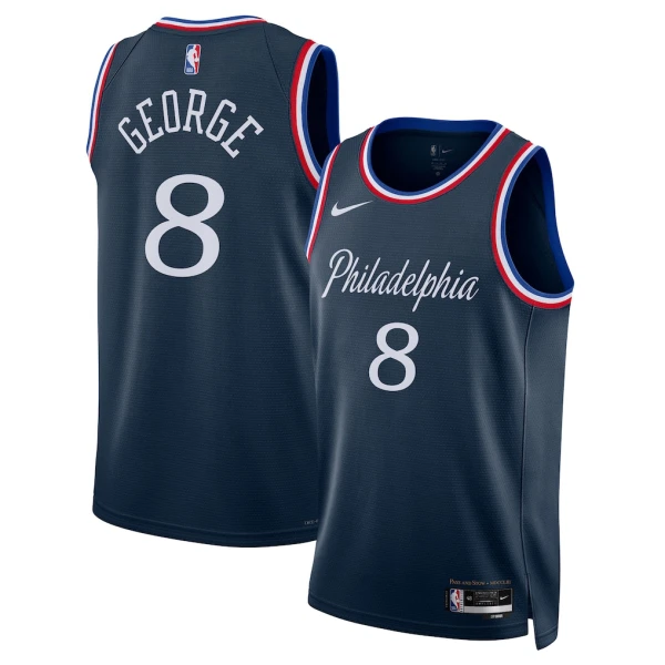 Nike Philadelphia 76ers Paul George Miesten Pelipaita City Edition 2025-26 Swingman Laivasto