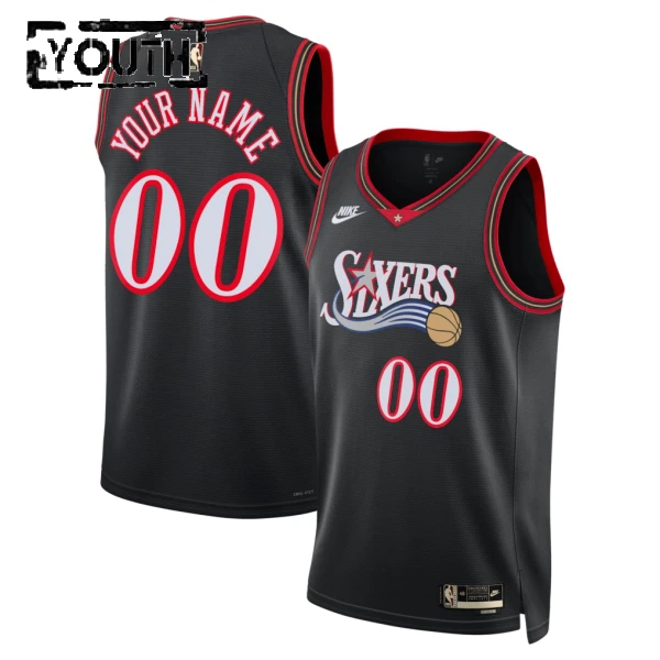 Nike Philadelphia 76ers Personoitava Lasten Pelipaita Classic Edition 2025-26 Swingman Musta