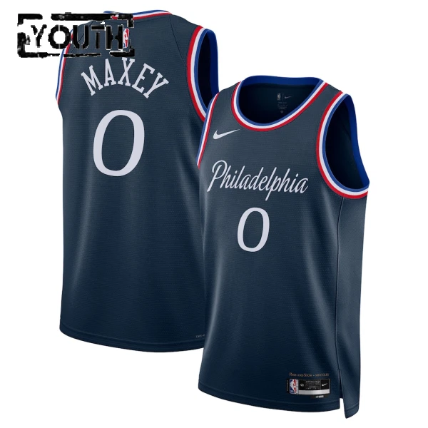 Nike Philadelphia 76ers Tyrese Maxey Lasten Pelipaita City Edition 2025-26 Swingman Laivasto