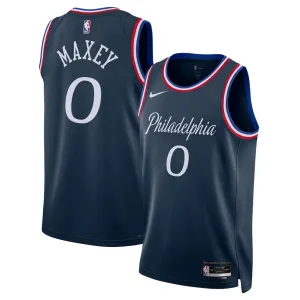 Nike Philadelphia 76ers Tyrese Maxey Miesten Pelipaita City Edition 2025-26 Swingman Laivasto