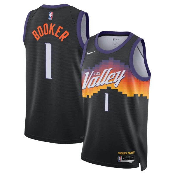 Nike Phoenix Suns Devin Booker Miesten Pelipaita City Edition 2025-26 Swingman Musta