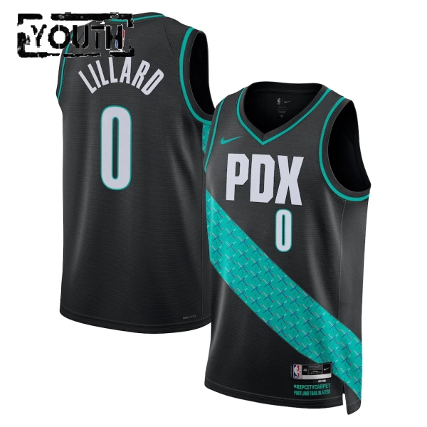 Nike Portland Trail Blazers Damian Lillard Lasten Pelipaita City Edition 2025-26 Swingman Musta