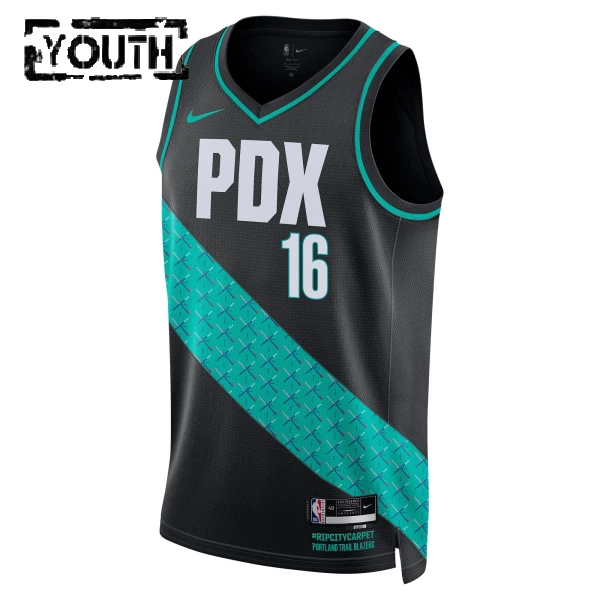 Nike Portland Trail Blazers Yang Hansen Lasten Pelipaita City Edition 2025-26 Swingman Musta