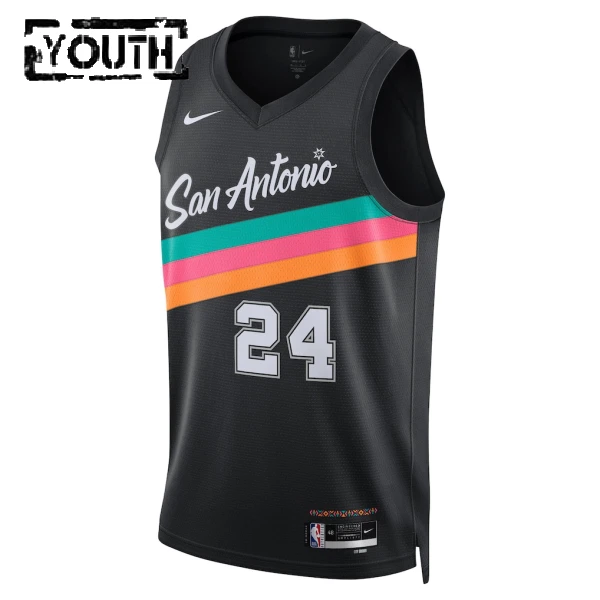 Nike San Antonio Spurs Devin Vassell Lasten Pelipaita City Edition 2025-26 Swingman Musta