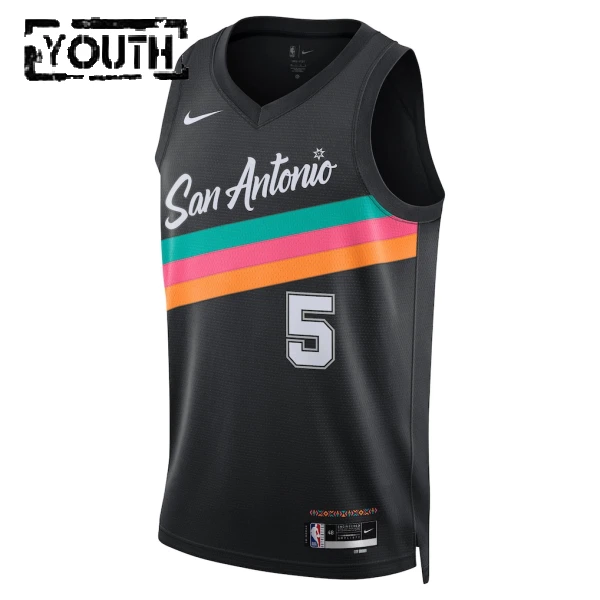 Nike San Antonio Spurs Stephon Castle Lasten Pelipaita City Edition 2025-26 Swingman Musta