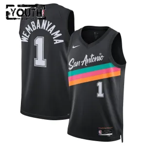 Nike San Antonio Spurs Victor Wembanyama Lasten Pelipaita City Edition 2025-26 Swingman Musta