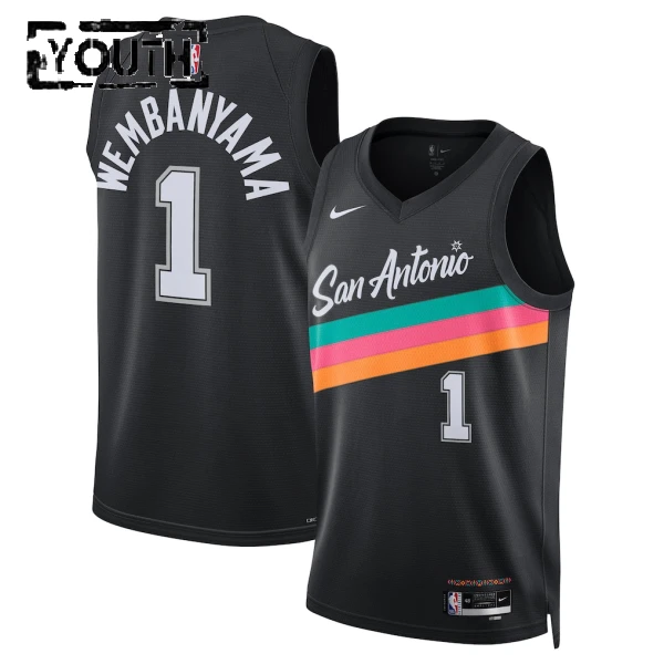 Nike San Antonio Spurs Victor Wembanyama Lasten Pelipaita City Edition 2025-26 Swingman Musta