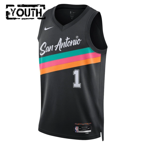 Nike San Antonio Spurs Victor Wembanyama Lasten Pelipaita City Edition 2025-26 Swingman Musta