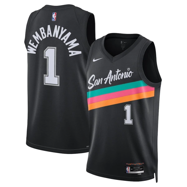 Nike San Antonio Spurs Victor Wembanyama Miesten Pelipaita City Edition 2025-26 Swingman Musta