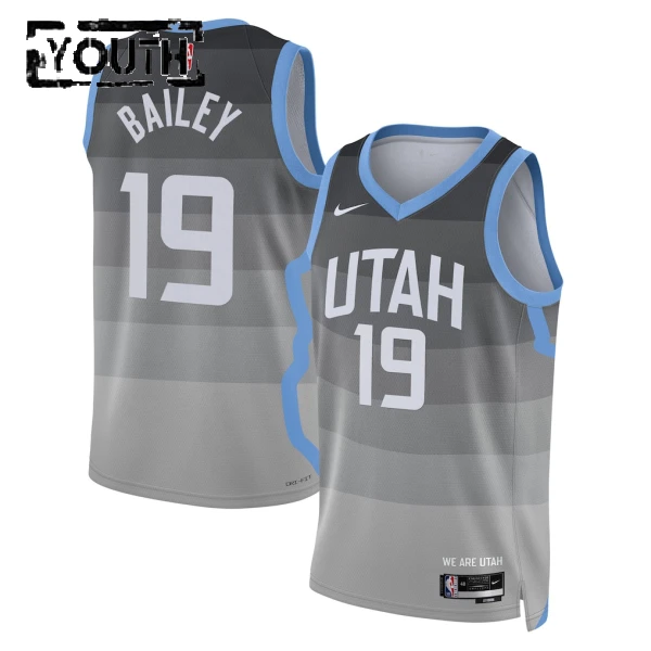 Nike Utah Jazz Ace Bailey Lasten Pelipaita City Edition 2025-26 Swingman Harmaa