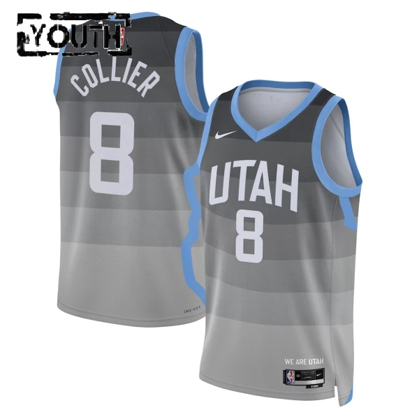 Nike Utah Jazz Isaiah Collier Lasten Pelipaita City Edition 2025-26 Swingman Harmaa