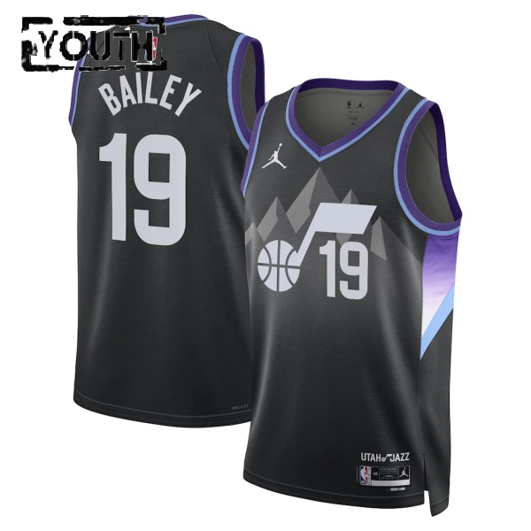 Utah Jazz Jordan Ace Bailey Lasten Pelipaita Statement Edition 2025-26 Swingman Musta