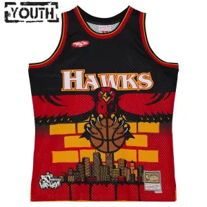 Atlanta Hawks Mitchell Ness x Tats Cru Edition Lasten Pelipaita Hardwood Classics 2023-24 Swingman Musta