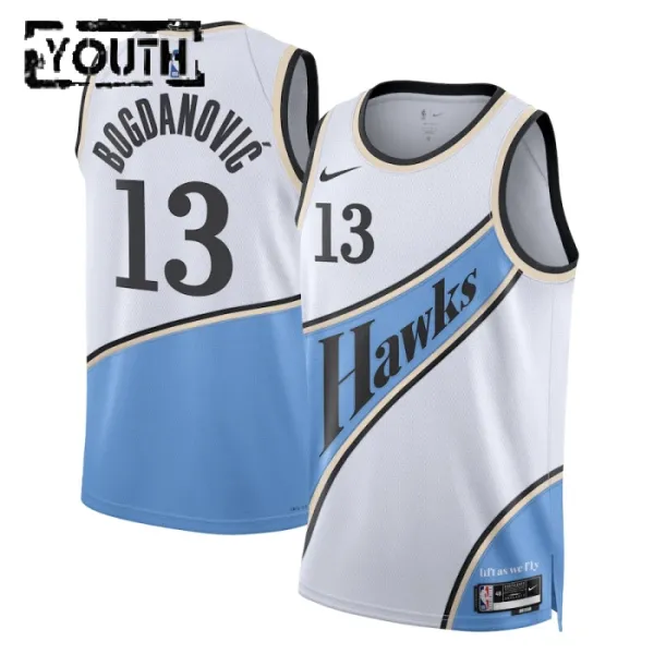 Nike Atlanta Hawks bogdan Bogdanovic Lasten Pelipaita City Edition 2024-25 Swingman Valkoinen Nike Atlanta Hawks bogdan Bogdanovic Lasten Pelipaita City Edition 2024-25 Swingman Valkoinen