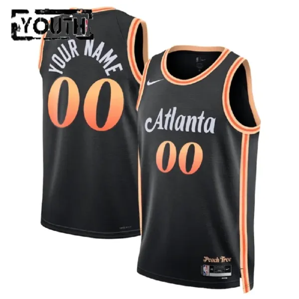 Nike Atlanta Hawks Personoitava Lasten Pelipaita City Edition 2022-23 Swingman Musta Nike Atlanta Hawks Personoitava Lasten Pelipaita City Edition 2022-23 Swingman Musta