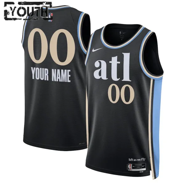 Nike Atlanta Hawks Personoitava Lasten Pelipaita City Edition 2023-24 Swingman Musta Nike Atlanta Hawks Personoitava Lasten Pelipaita City Edition 2023-24 Swingman Musta