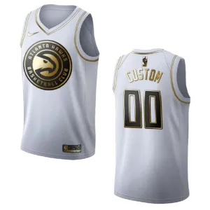 Nike Atlanta Hawks Personoitava Miesten Pelipaita Golden Edition Swingman Valkoinen Nike Atlanta Hawks Personoitava Miesten Pelipaita Golden Edition Swingman Valkoinen