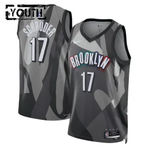 Nike Brooklyn Nets Dennis Schroder Lasten Pelipaita City Edition 2024-25 Swingman Harmaa