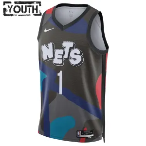 Nike Brooklyn Nets Mikal Bridges Lasten Pelipaita City Edition 2023-24 Swingman Musta