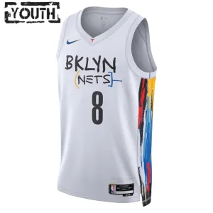 Nike Brooklyn Nets Patty Mills 8 Lasten Pelipaita City Edition 2022-23 Swingman Valkoinen
