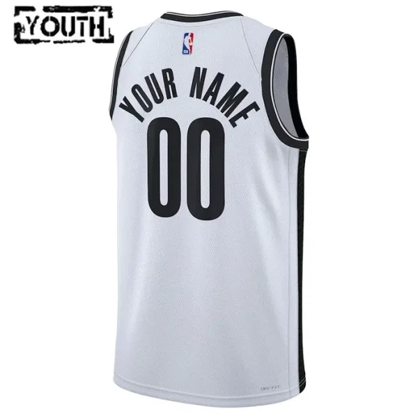 Nike Brooklyn Nets Personoitava Lasten Pelipaita Association Edition Swingman Valkoinen