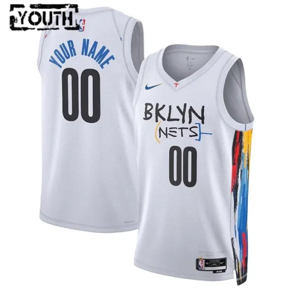 Nike Brooklyn Nets Personoitava Lasten Pelipaita City Edition 2022-23 Swingman Valkoinen Nike Brooklyn Nets Personoitava Lasten Pelipaita City Edition 2022-23 Swingman Valkoinen