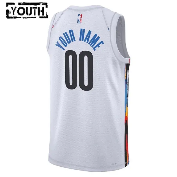 Nike Brooklyn Nets Personoitava Lasten Pelipaita City Edition 2022-23 Swingman Valkoinen