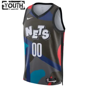 Nike Brooklyn Nets Personoitava Lasten Pelipaita City Edition 2023-24 Swingman Musta