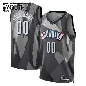 Nike Brooklyn Nets Personoitava Lasten Pelipaita City Edition 2024-25 Swingman Harmaa