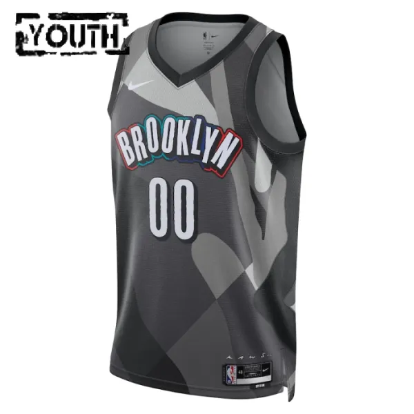 Nike Brooklyn Nets Personoitava Lasten Pelipaita City Edition 2024-25 Swingman Harmaa