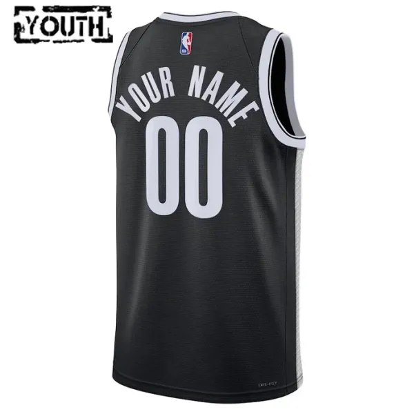Nike Brooklyn Nets Personoitava Lasten Pelipaita Icon Edition Swingman Musta