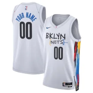 Nike Brooklyn Nets Personoitava Miesten Pelipaita City Edition 2022-23 Swingman Valkoinen