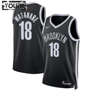 Nike Brooklyn Nets Yuta Watanabe 18 Lasten Pelipaita Icon Edition Swingman Musta