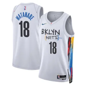Nike Brooklyn Nets Yuta Watanabe 18 Miesten Pelipaita City Edition 2022-23 Swingman Valkoinen